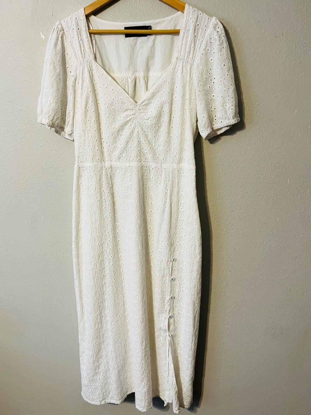 White Eyelet Midi Sundress Cottagecore 
Romantic Vintage Inspired Feminine Sz L